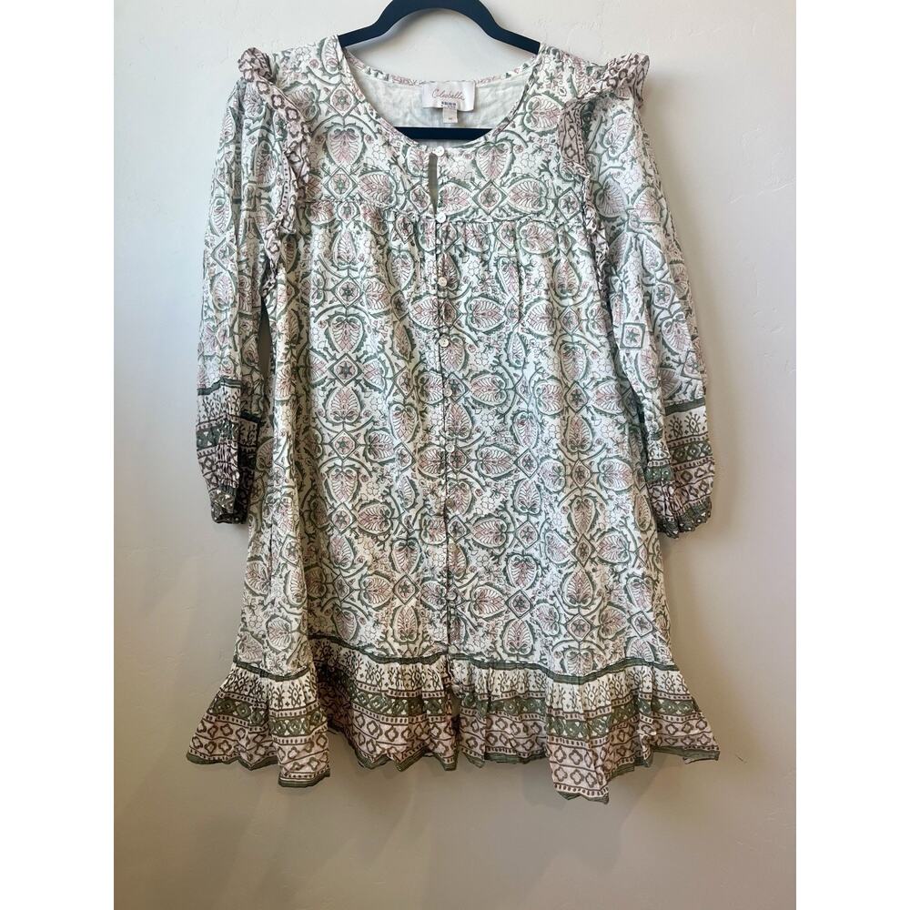 Cleobella Cream, Sage & Dusty Pink Boho Printed Midi Dress